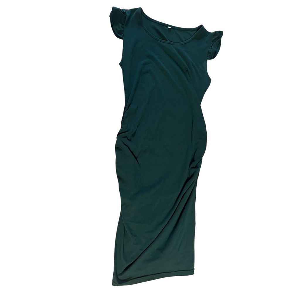 Teal cotton maternity Green Dress midi bodycon